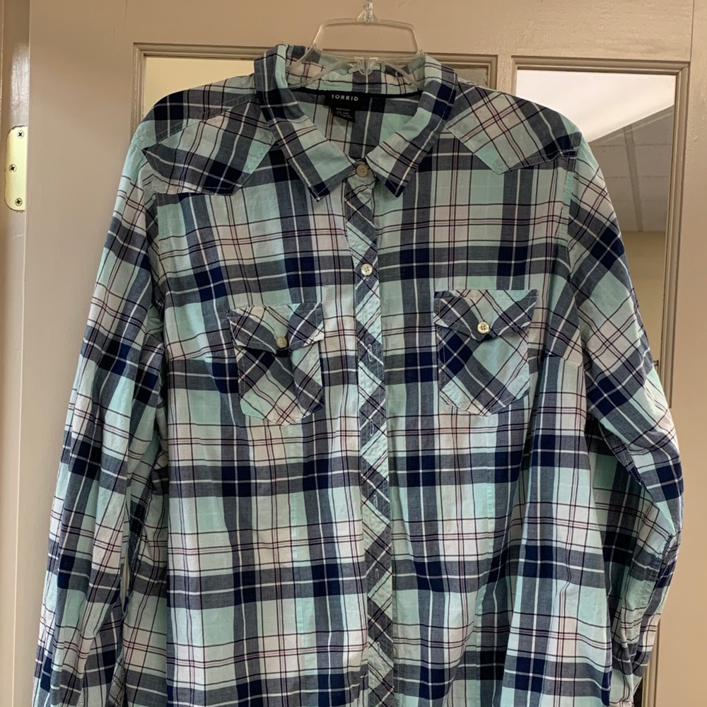 TORRID Women's Blue Plaid Top